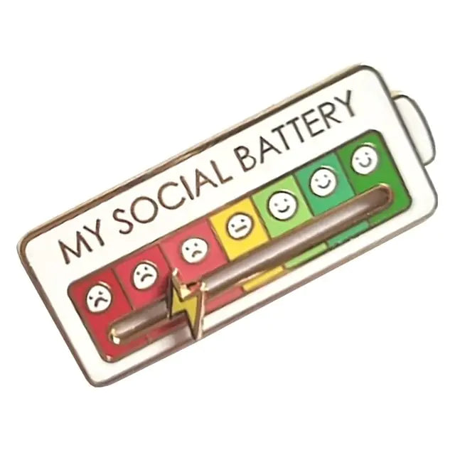 Funny Enamel Pin My Social Battery Creative Lapel Pin