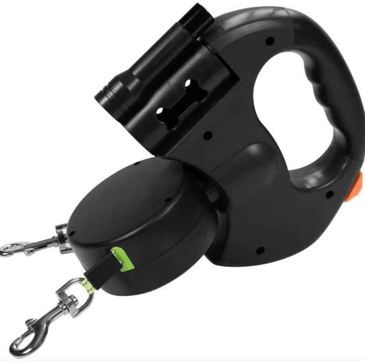 Dual Retractable Tangle-Free Dog Leash