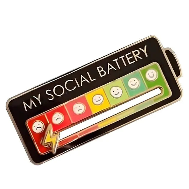 Funny Enamel Pin My Social Battery Creative Lapel Pin